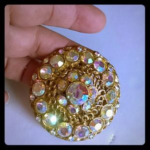 VINTAGE Large AB Rhinestone Brooch